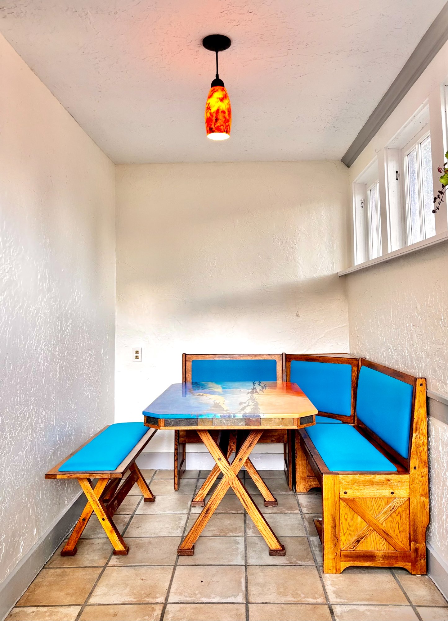 Breakfast nook with handmade table
